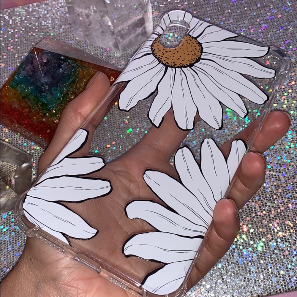 iPhone XS Max daisy floral clear case with lanyard